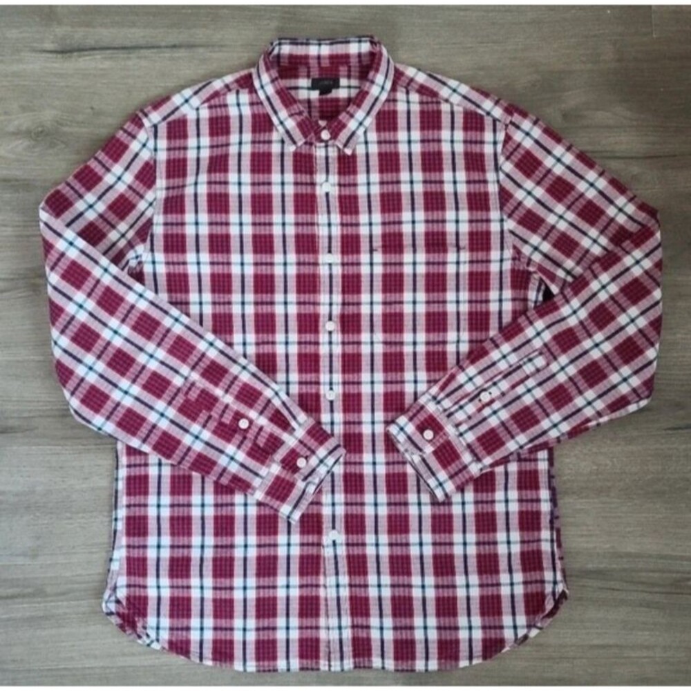 J. Crew Men's Plaid Button Down Casual Long Sleeve Shirt Large